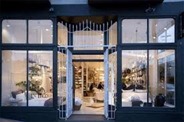 Glazed shop front with an open entrance